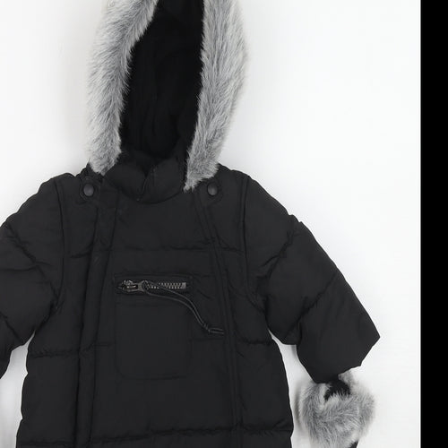 Myleene Klass Girls Black Quilted Snowsuit Size 3-6 Months Zip