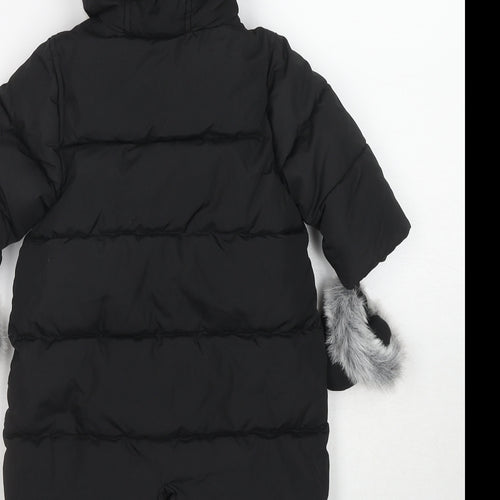 Myleene Klass Girls Black Quilted Snowsuit Size 3-6 Months Zip