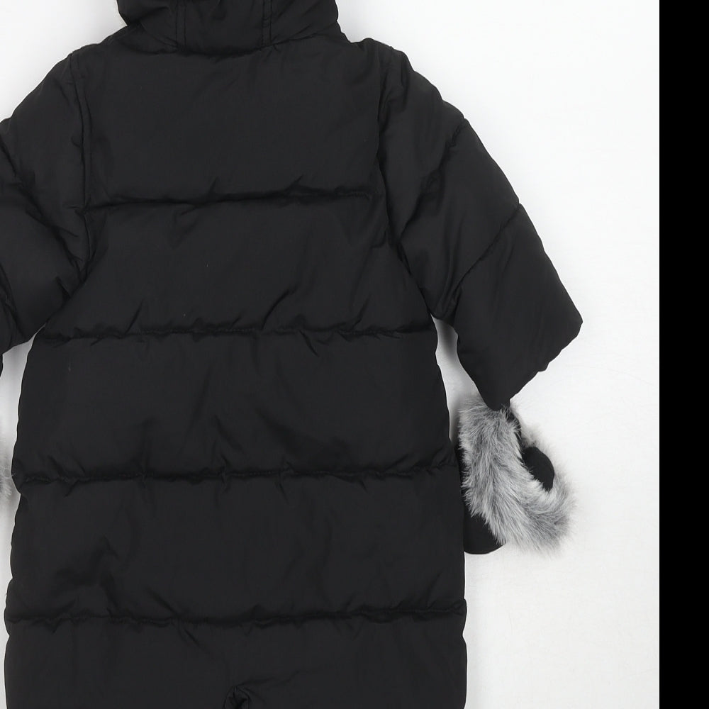 Myleene Klass Girls Black Quilted Snowsuit Size 3-6 Months Zip