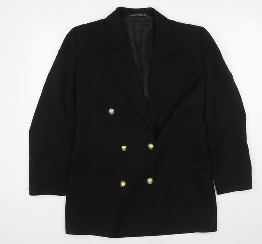 St Michael Womens Black Polyester Jacket Blazer Size 12