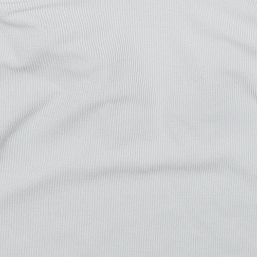 PRETTYLITTLETHING Womens Grey Polyester Cropped Polo Size 12 Collared - Ribbed