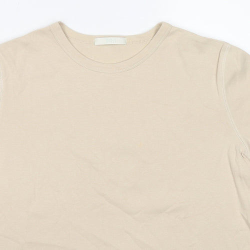 Marks and Spencer Womens Beige Cotton Basic T-Shirt Size 16 Round Neck