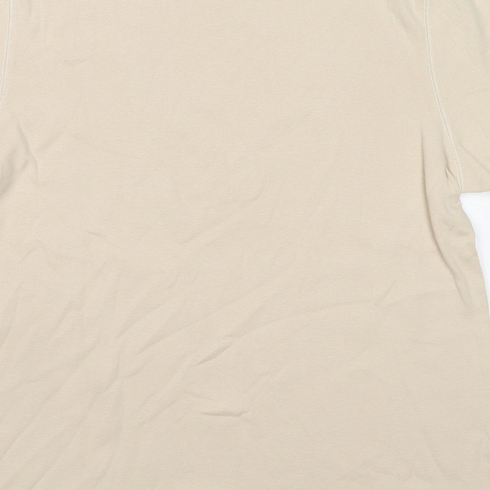 Marks and Spencer Womens Beige Cotton Basic T-Shirt Size 16 Round Neck