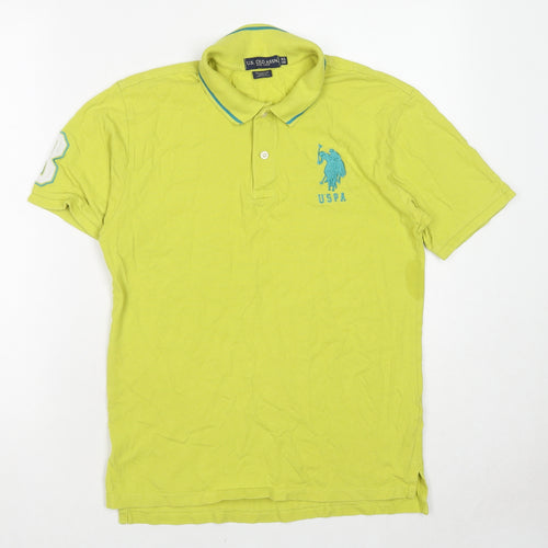 US Polo Assn. Womens Green Cotton Basic Polo Size 18 Collared