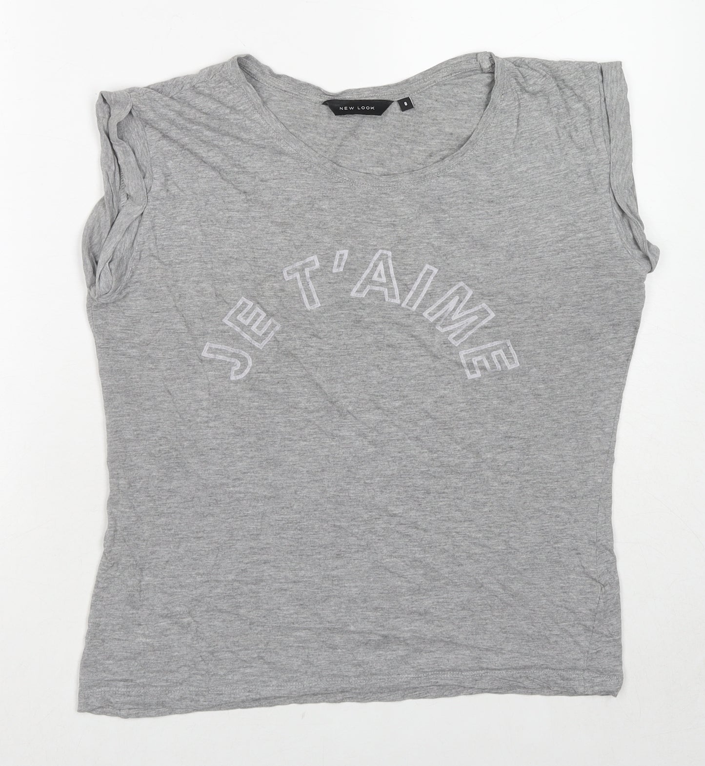 New Look Womens Grey Cotton Basic Tank Size 8 Round Neck - French