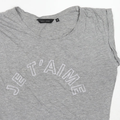 New Look Womens Grey Cotton Basic Tank Size 8 Round Neck - French