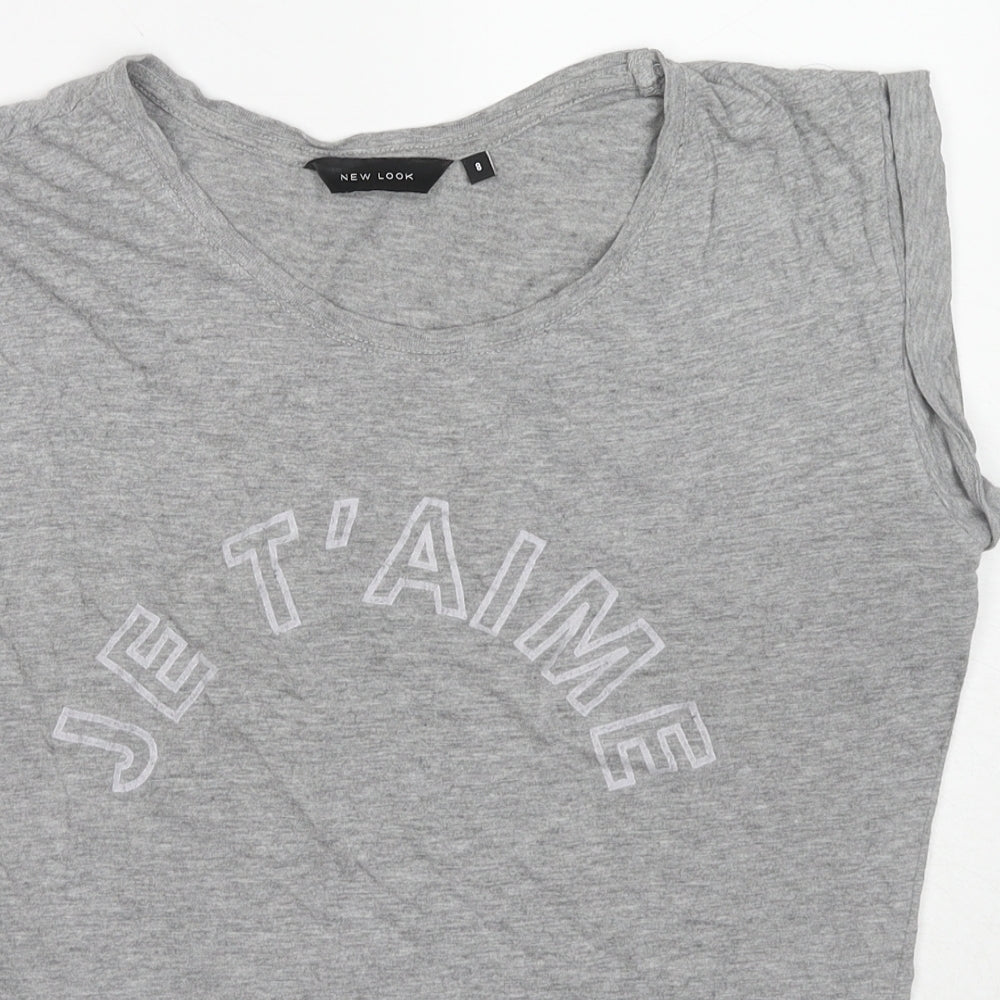 New Look Womens Grey Cotton Basic Tank Size 8 Round Neck - French