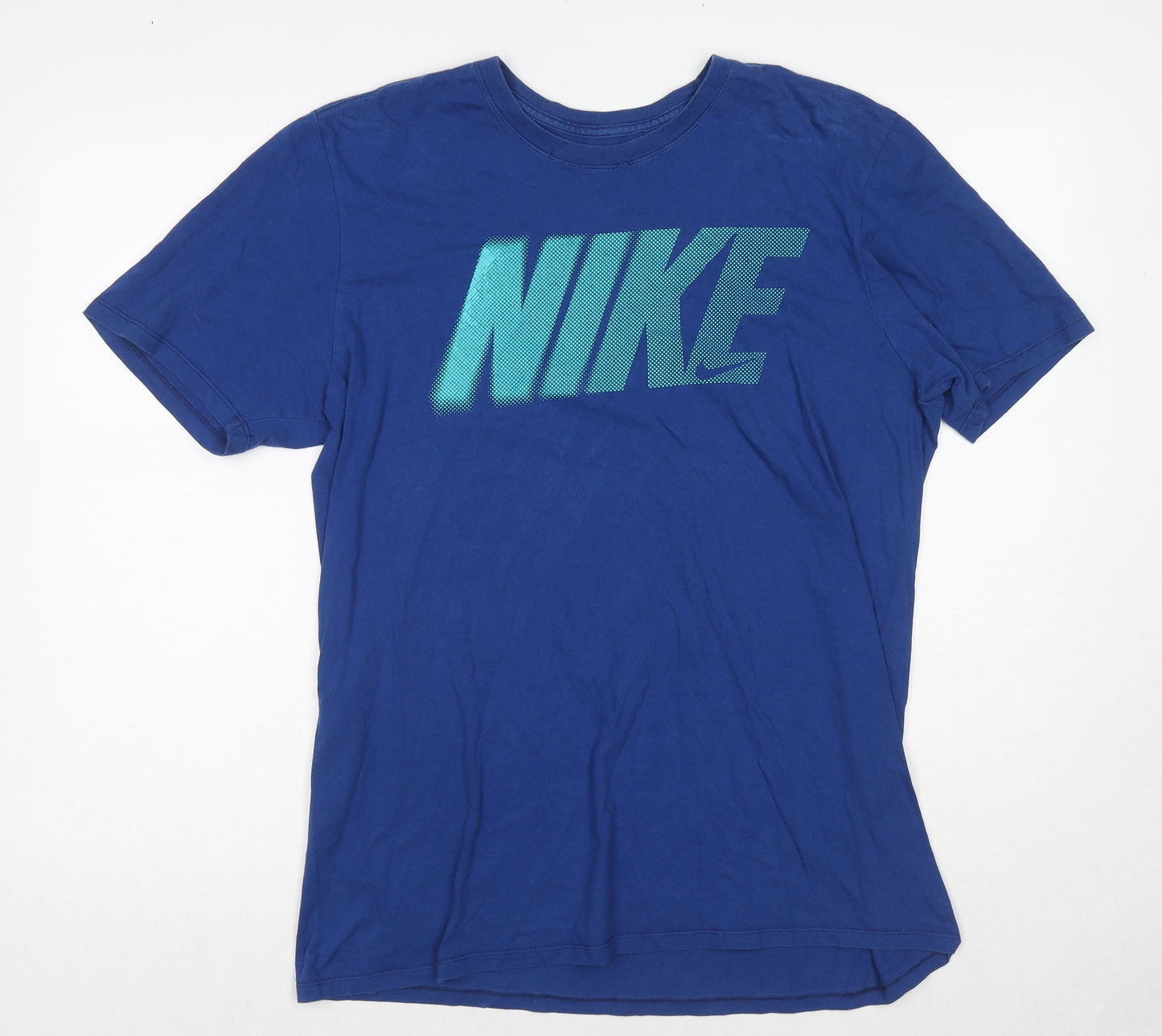 Nike Mens Blue Cotton T-Shirt Size L Round Neck