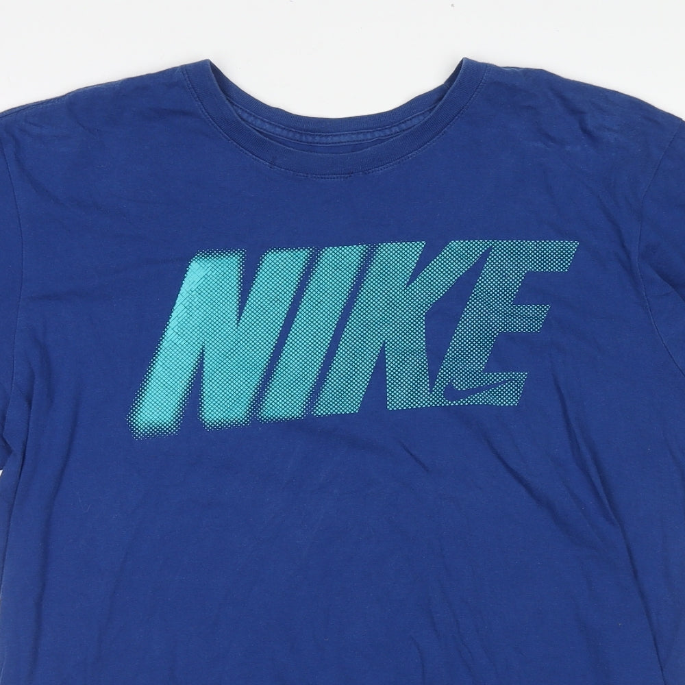 Nike Mens Blue Cotton T-Shirt Size L Round Neck