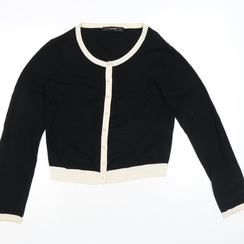 Hallhuber Womens Black Round Neck Viscose Cardigan Jumper Size M