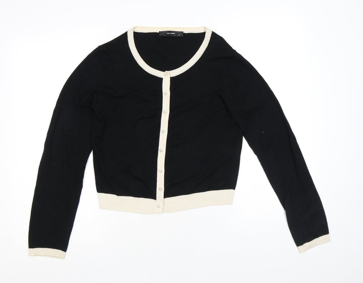 Hallhuber Womens Black Round Neck Viscose Cardigan Jumper Size M