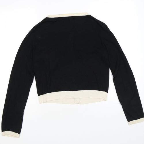 Hallhuber Womens Black Round Neck Viscose Cardigan Jumper Size M
