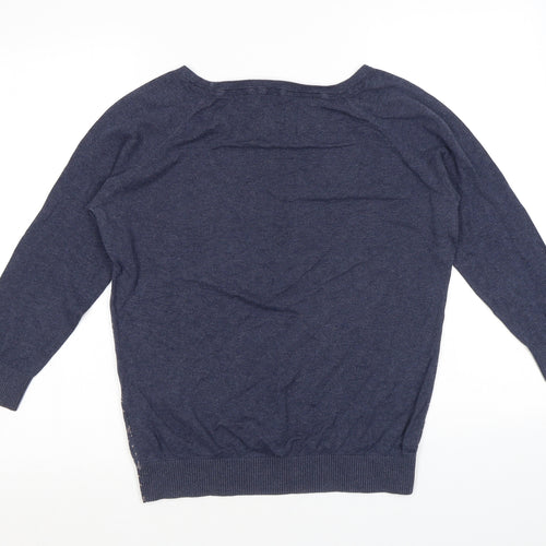 Fat Face Womens Blue Round Neck Geometric 100% Cotton Pullover Jumper Size 12