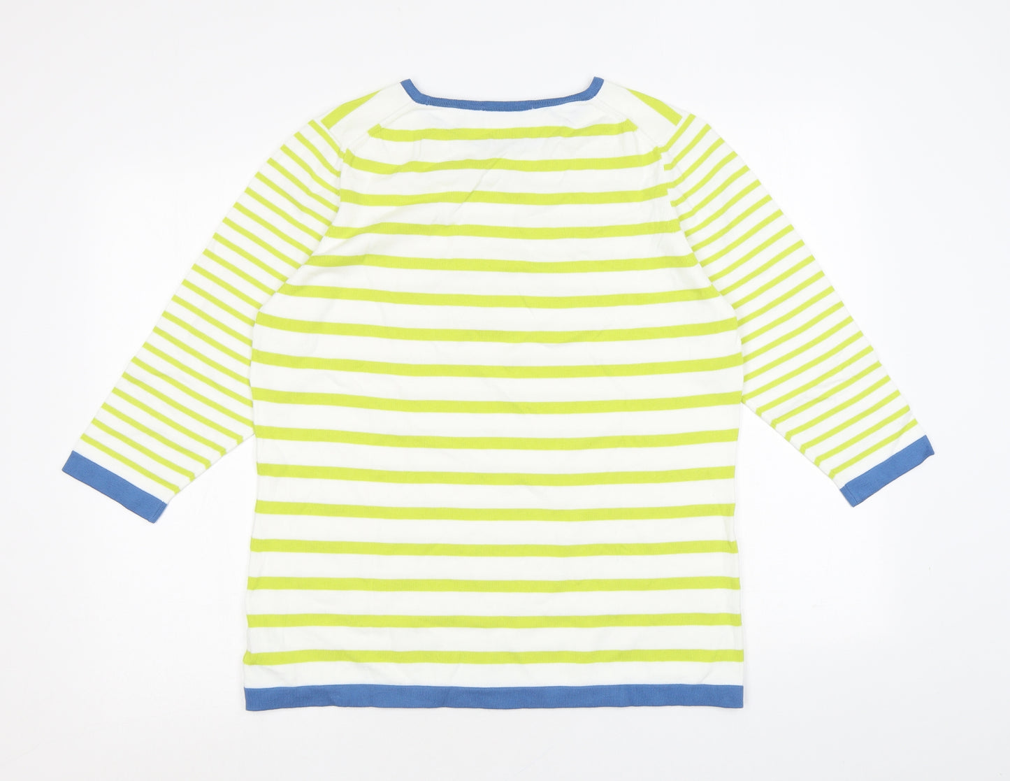 David Nieper Womens Multicoloured Round Neck Striped 100% Cotton Pullover Jumper Size 16