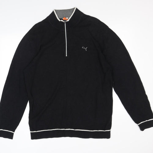 PUMA Mens Black Acrylic Henley Sweatshirt Size XL