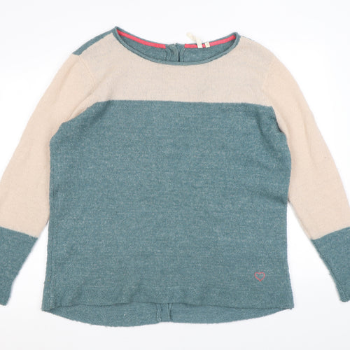 White Stuff Womens Blue Boat Neck Acrylic Pullover Jumper Size 16 - Colourblock