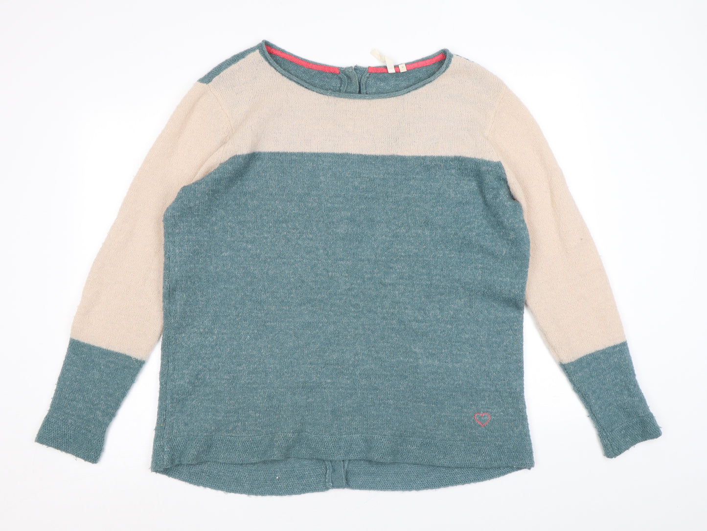 White Stuff Womens Blue Boat Neck Acrylic Pullover Jumper Size 16 - Colourblock