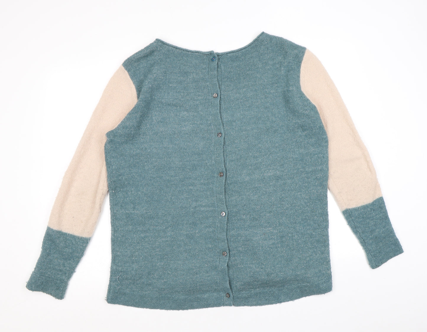 White Stuff Womens Blue Boat Neck Acrylic Pullover Jumper Size 16 - Colourblock