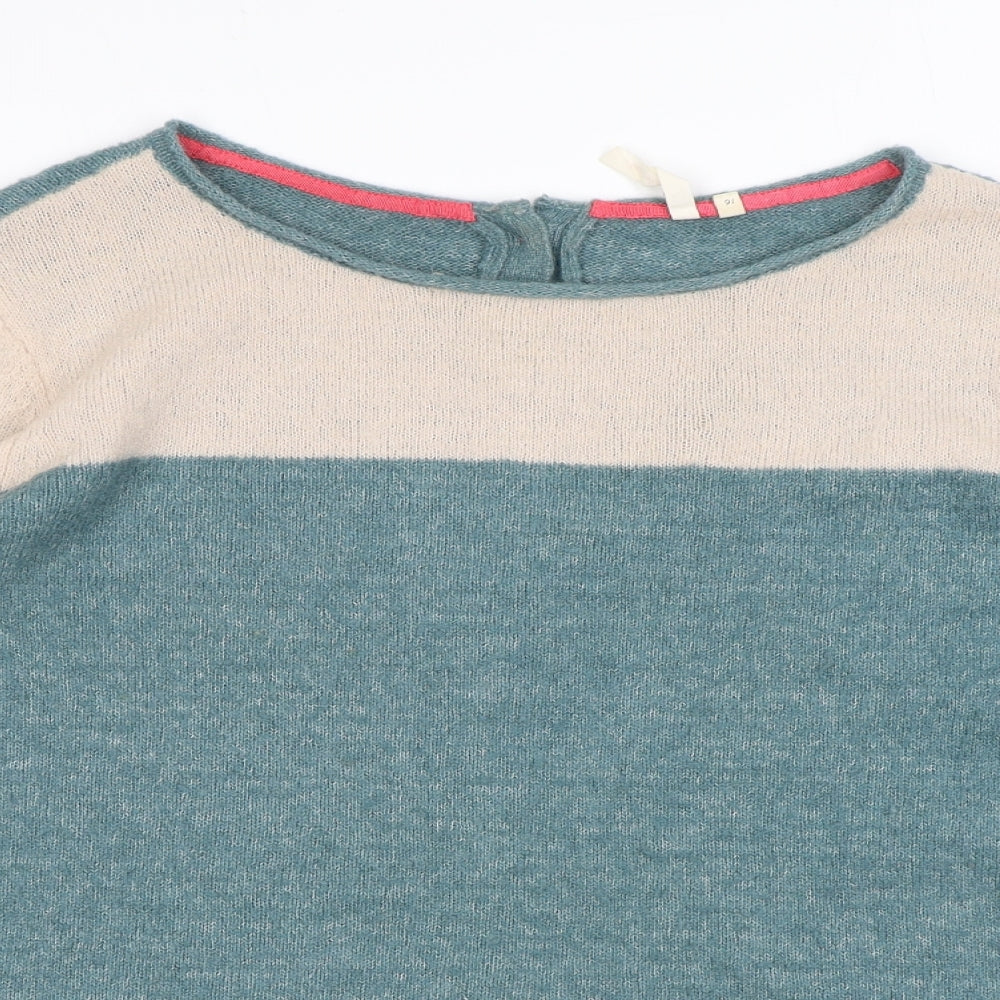 White Stuff Womens Blue Boat Neck Acrylic Pullover Jumper Size 16 - Colourblock