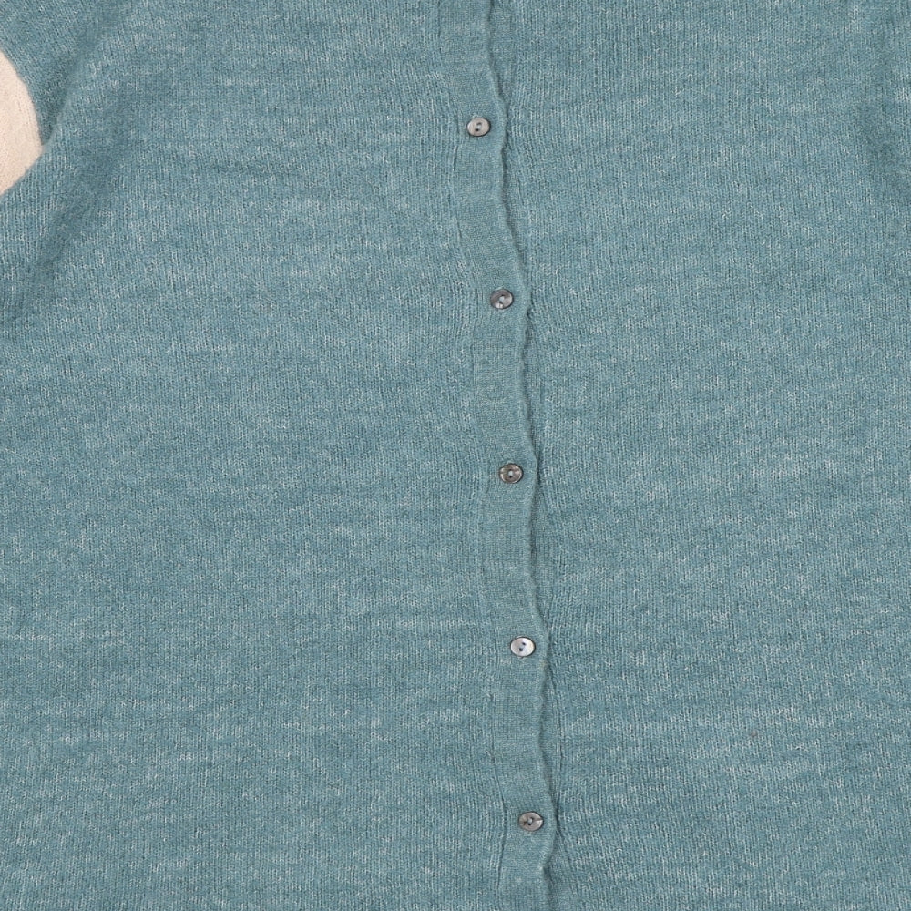 White Stuff Womens Blue Boat Neck Acrylic Pullover Jumper Size 16 - Colourblock