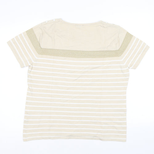 CASAMIA Womens Beige Round Neck Striped Viscose Pullover Jumper Size L