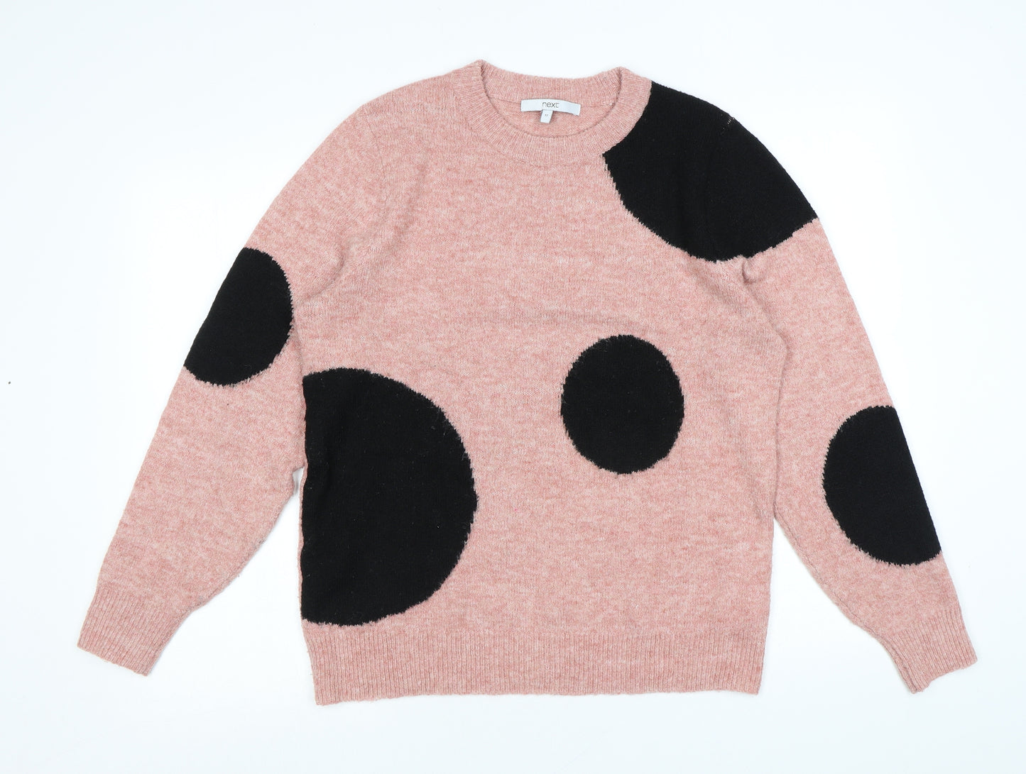 NEXT Womens Pink Round Neck Polka Dot Polyester Pullover Jumper Size 12