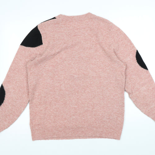 NEXT Womens Pink Round Neck Polka Dot Polyester Pullover Jumper Size 12