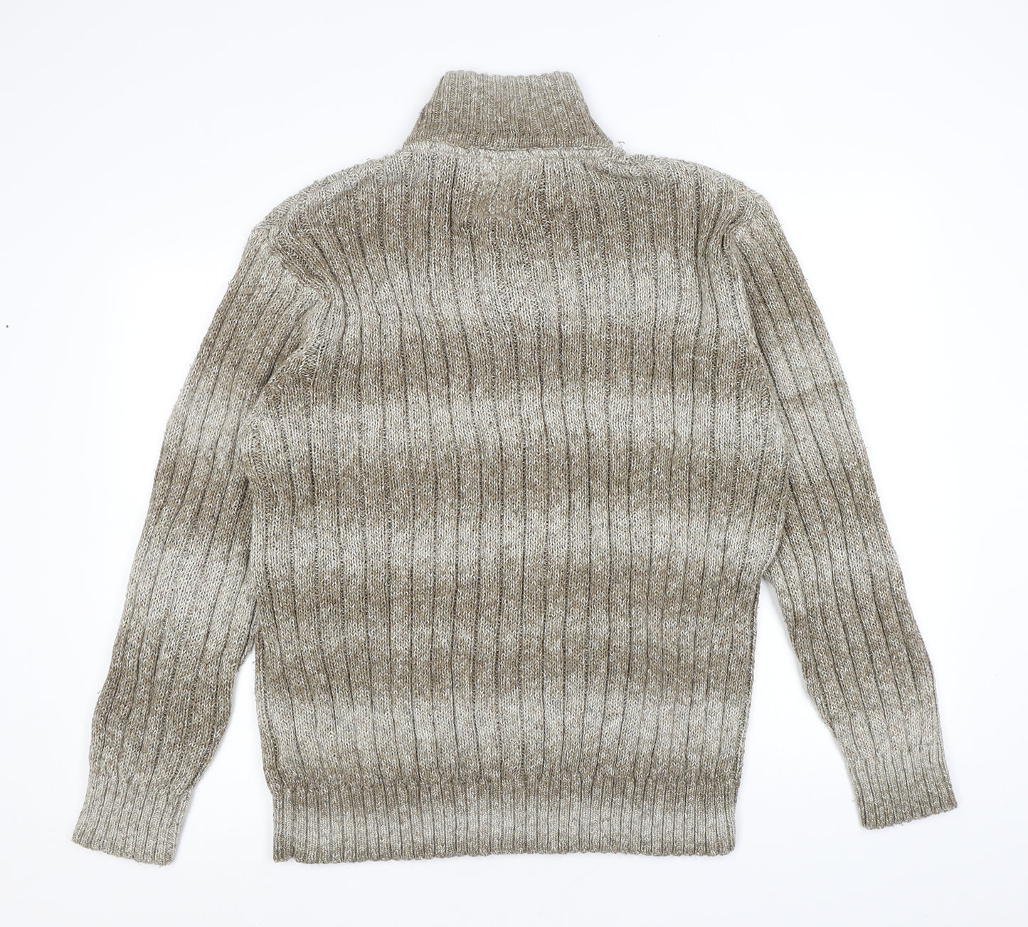 Marks and Spencer Womens Brown Mock Neck Acrylic Henley Jumper Size L