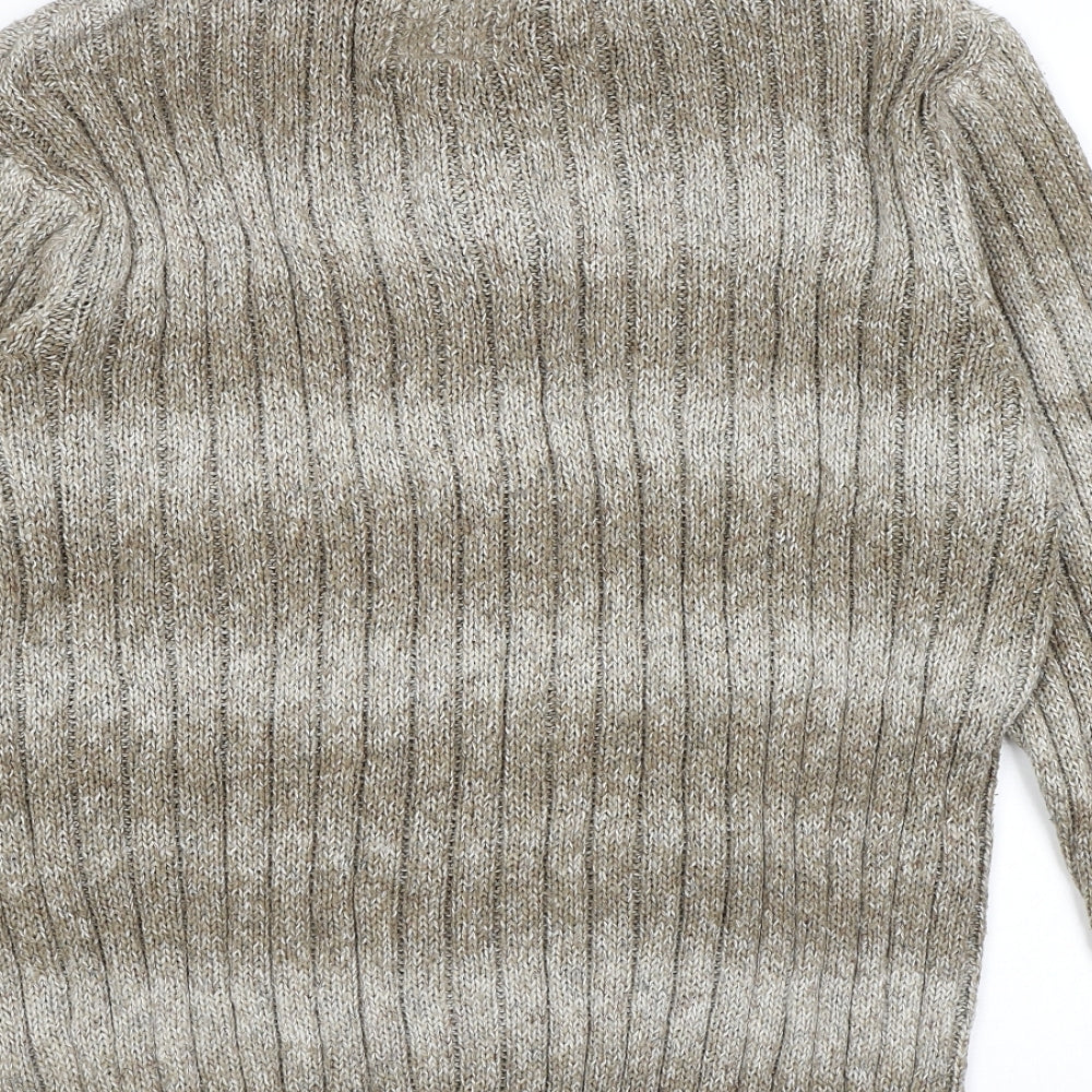 Marks and Spencer Womens Brown Mock Neck Acrylic Henley Jumper Size L