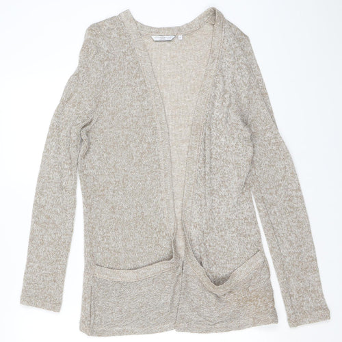 New Look Womens Beige V-Neck Viscose Cardigan Jumper Size 12