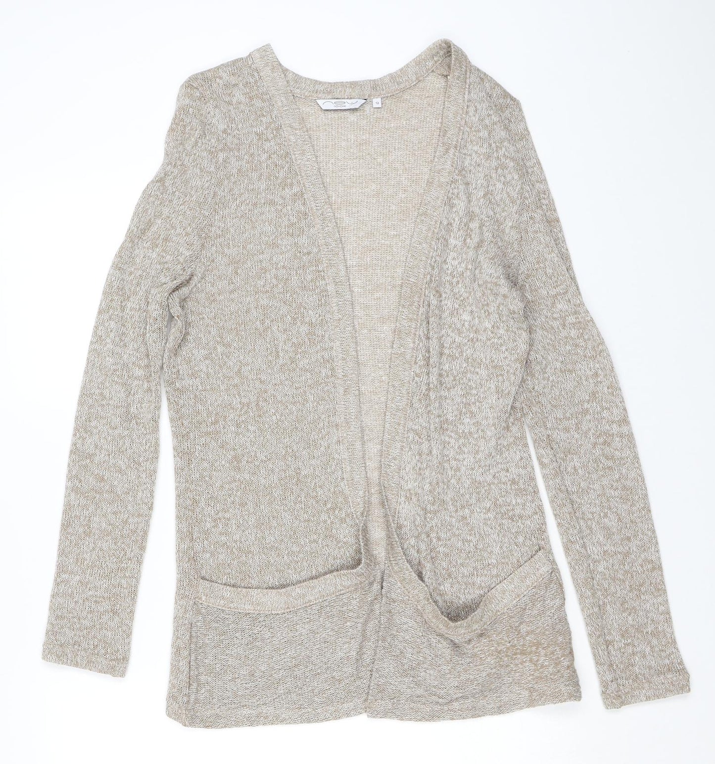 New Look Womens Beige V-Neck Viscose Cardigan Jumper Size 12