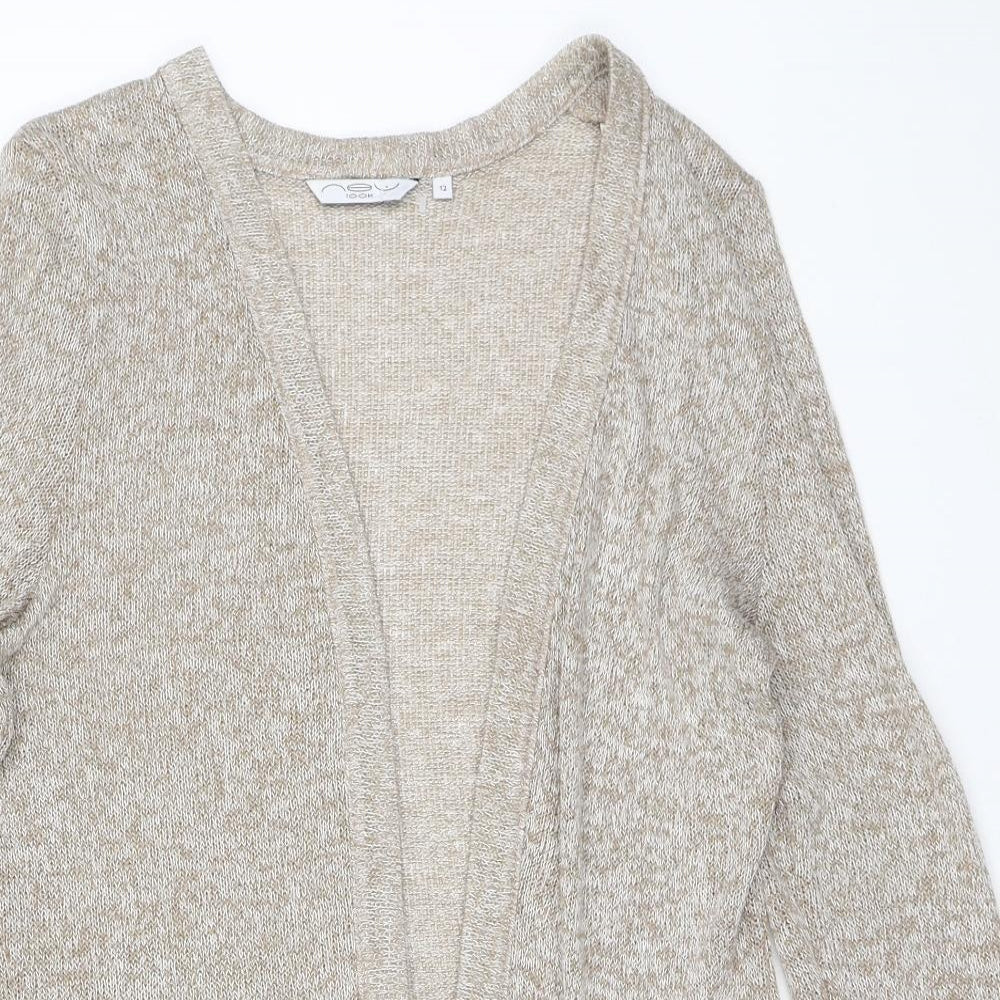 New Look Womens Beige V-Neck Viscose Cardigan Jumper Size 12