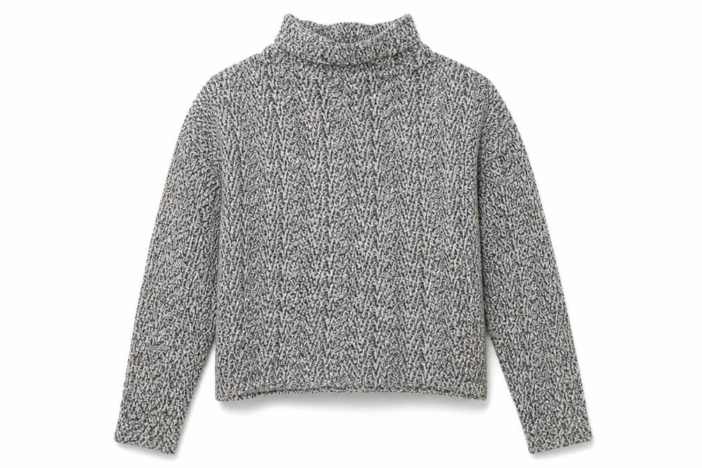 Front view of American Apparel women’s multicoloured mock neck cotton jumper, size L