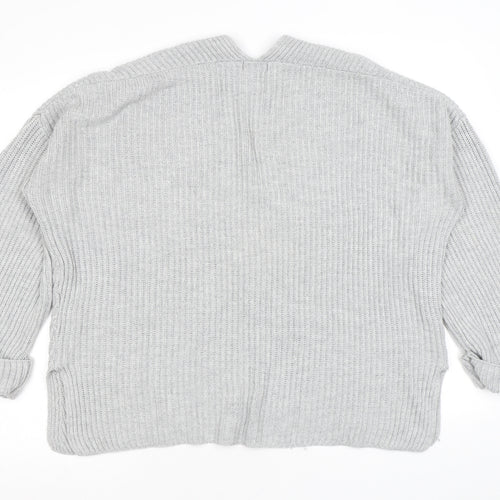 Topshop Womens Grey V-Neck Acrylic Pullover Jumper Size 14