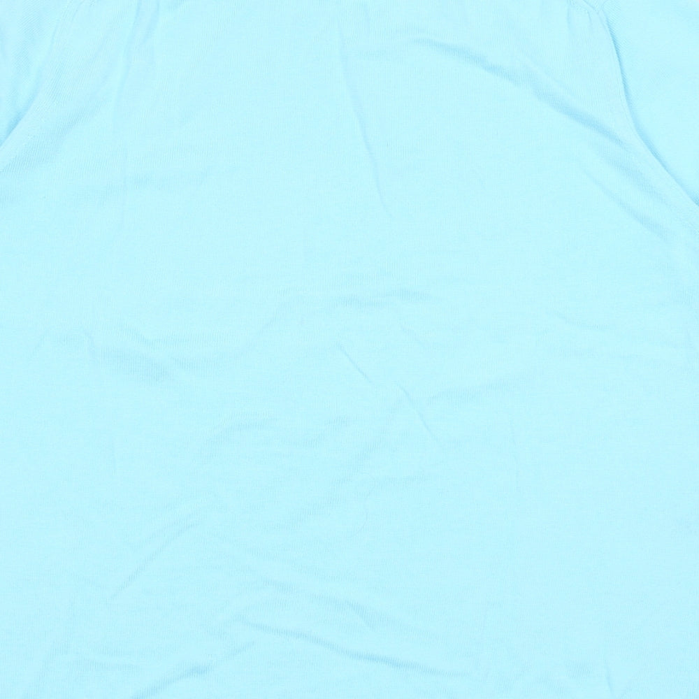 David Nieper Womens Blue Round Neck Floral 100% Cotton Pullover Jumper Size 16