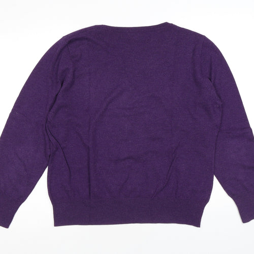 CC Womens Purple Round Neck Cotton Pullover Jumper Size XL