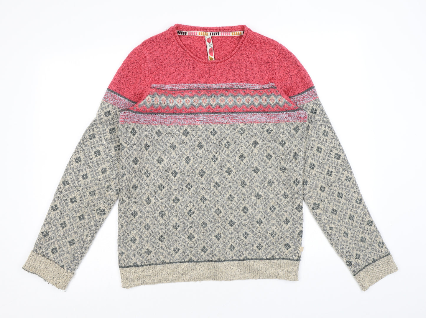 Weird Fish Womens Multicoloured Round Neck Geometric Acrylic Pullover Jumper Size 10