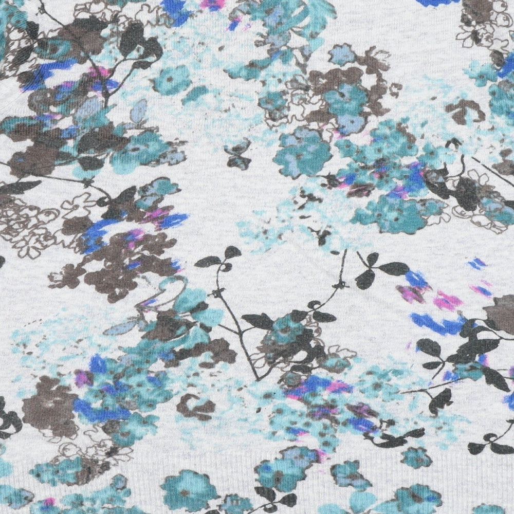 John Rocha Womens Grey Boat Neck Floral Cotton Pullover Jumper Size 12