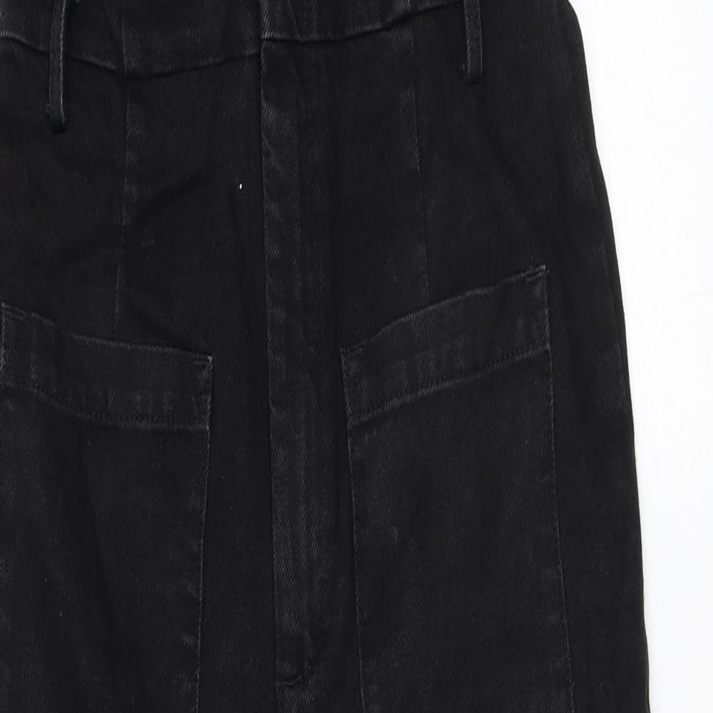 ASOS Womens Black 100% Cotton Dungaree One-Piece Size 8 L25 in Zip