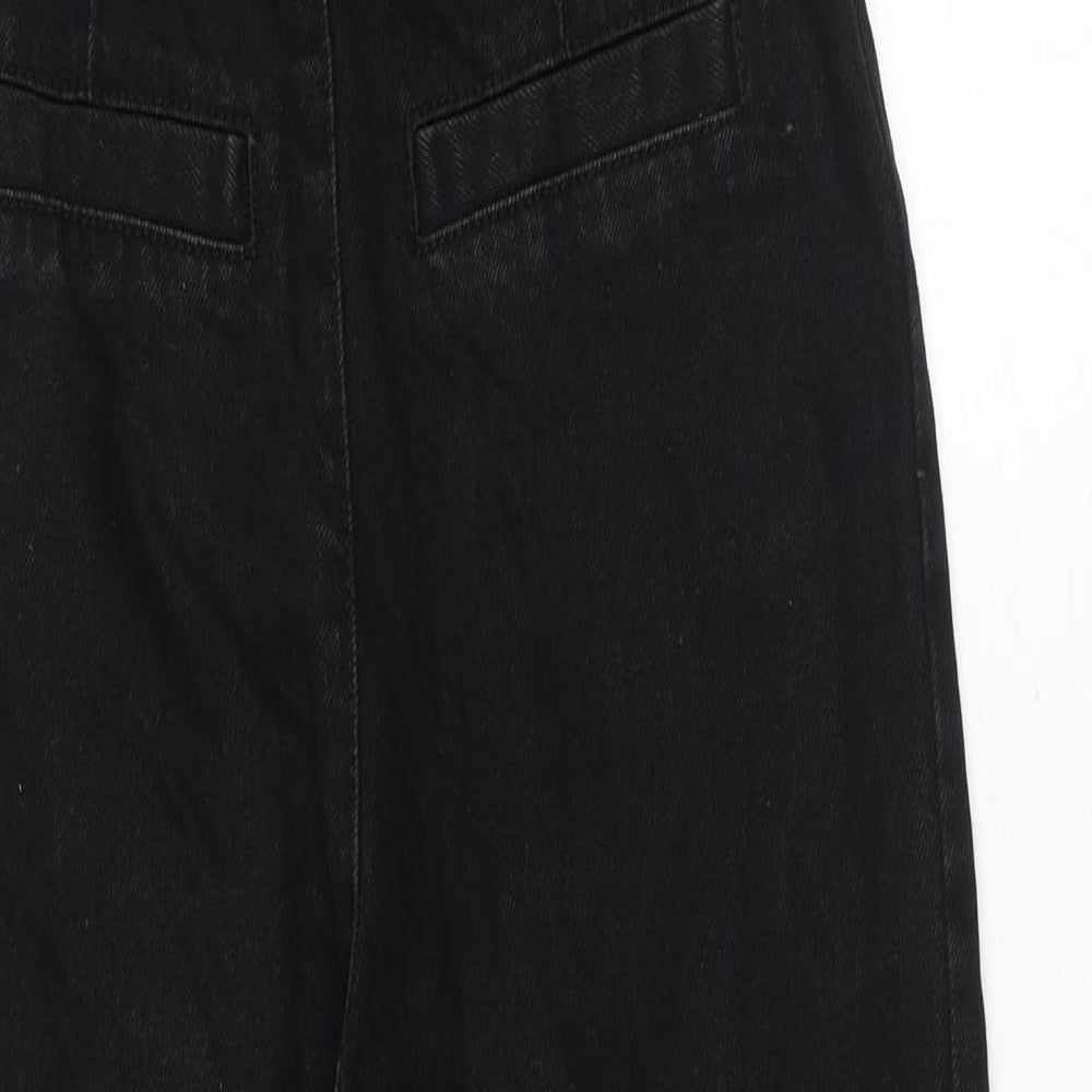 ASOS Womens Black 100% Cotton Dungaree One-Piece Size 8 L25 in Zip
