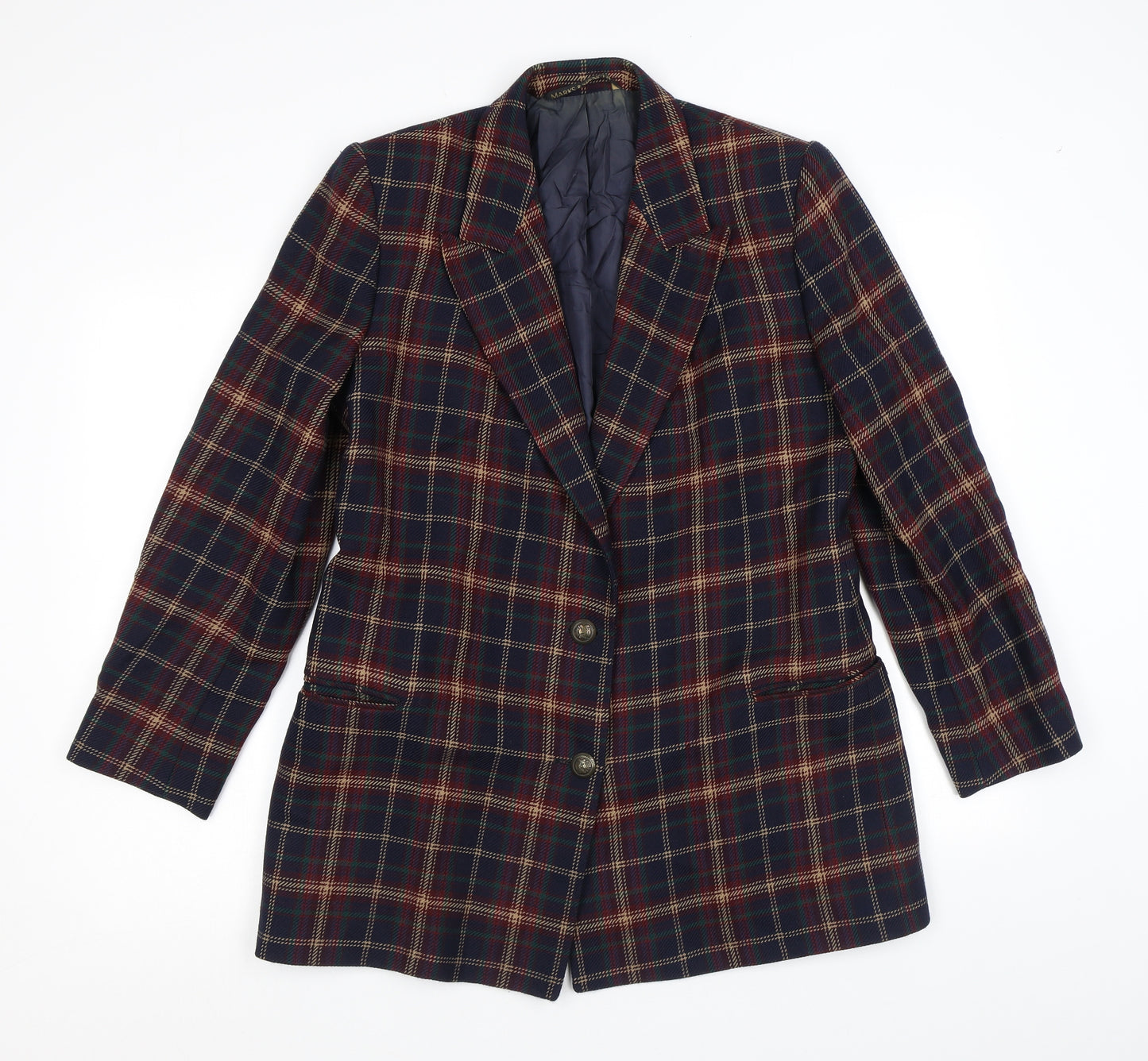 Marks and Spencer Womens Multicoloured Plaid Wool Jacket Blazer Size 12