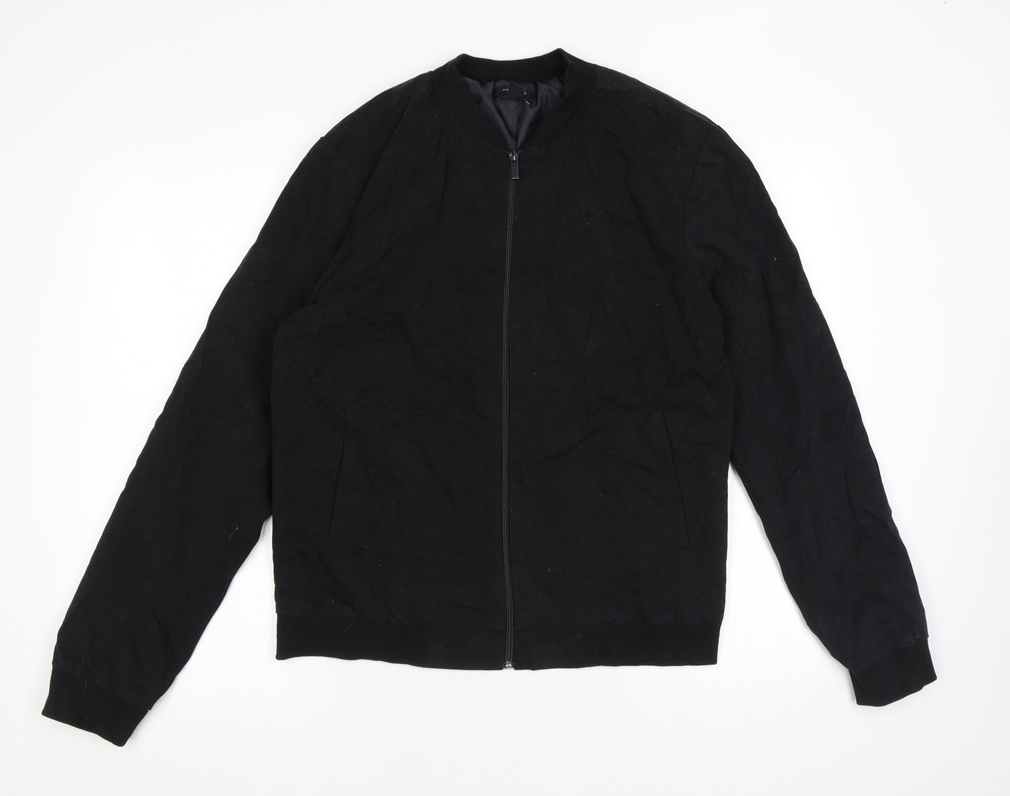 New Look Mens Black Bomber Jacket Coat Size M Zip