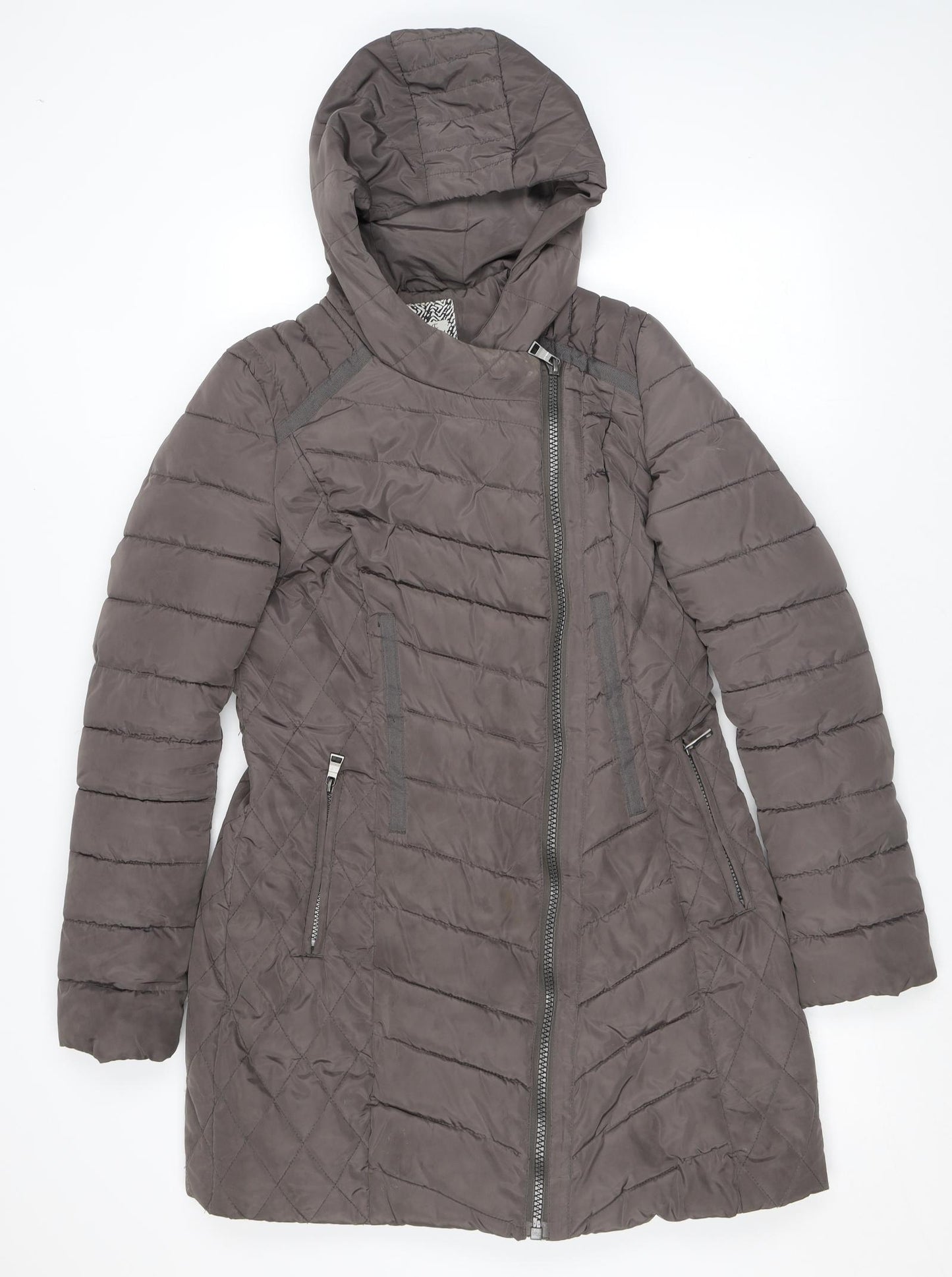 NEXT Womens Brown Puffer Jacket Coat Size 8 Zip