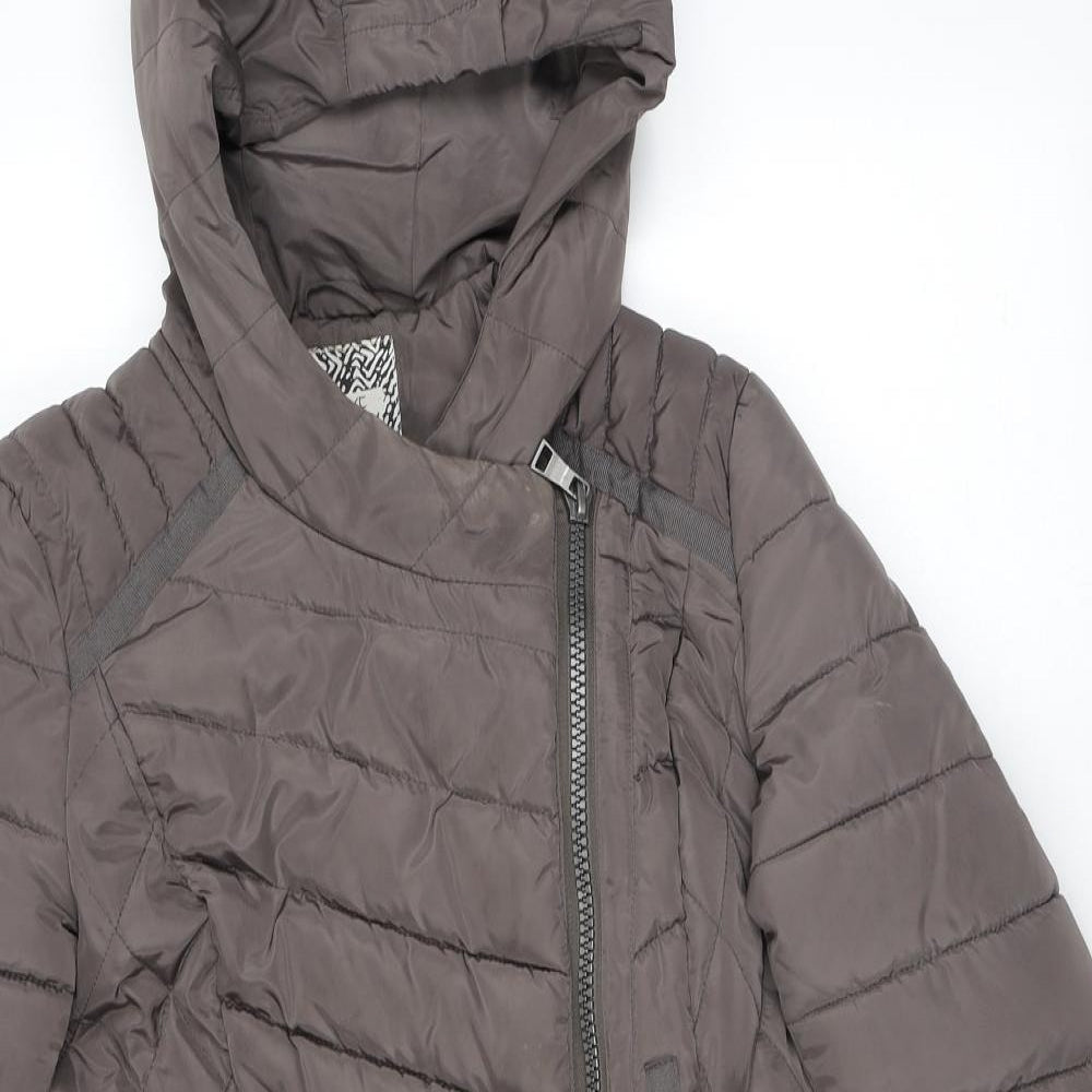 NEXT Womens Brown Puffer Jacket Coat Size 8 Zip