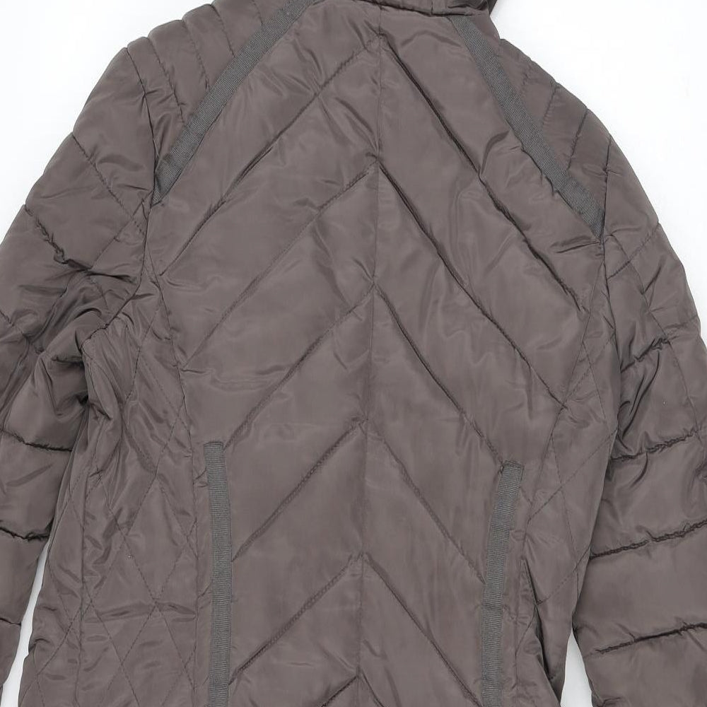 NEXT Womens Brown Puffer Jacket Coat Size 8 Zip