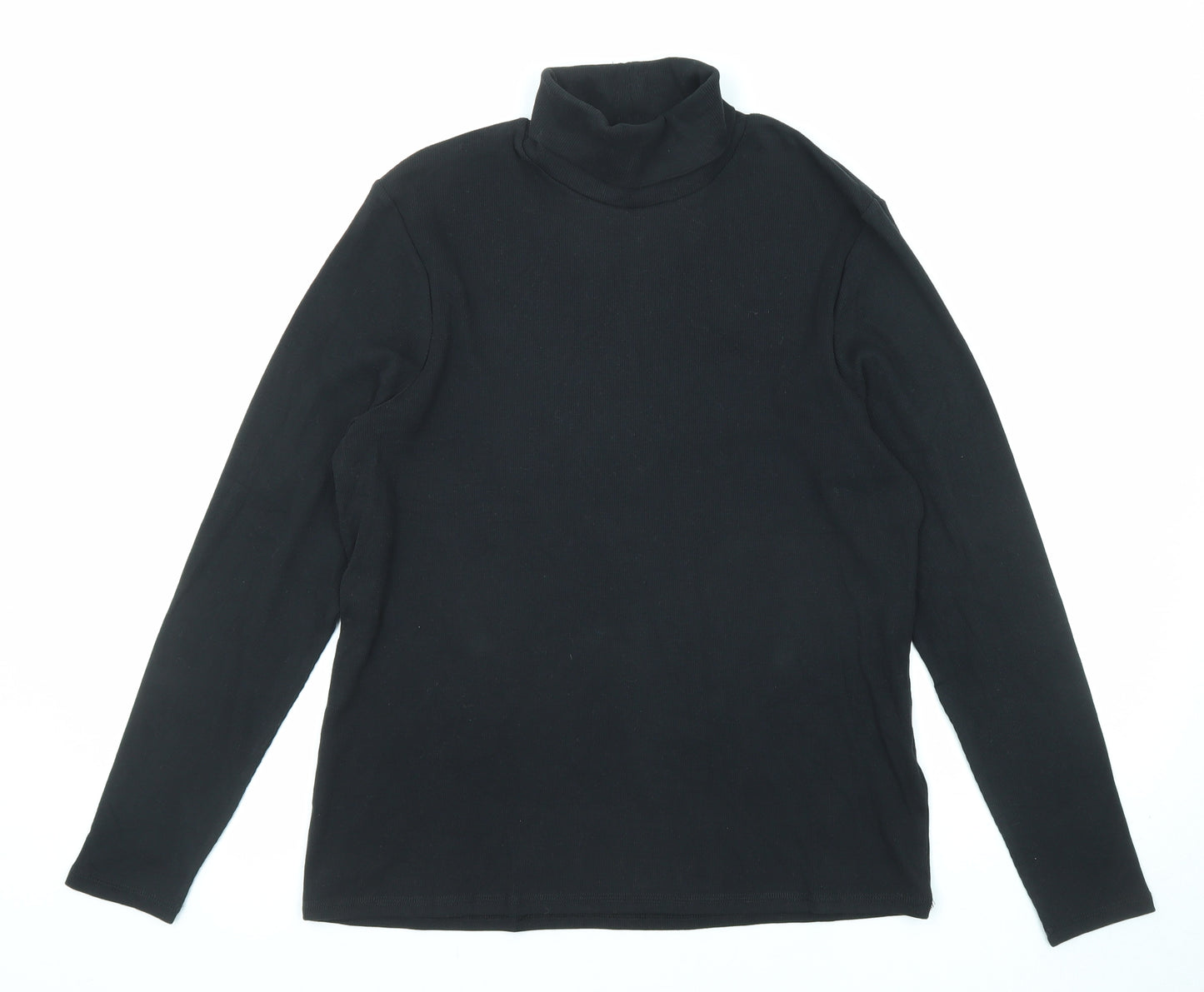 Marks and Spencer Womens Black Roll Neck Cotton Pullover Jumper Size 16