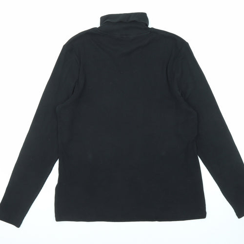 Marks and Spencer Womens Black Roll Neck Cotton Pullover Jumper Size 16