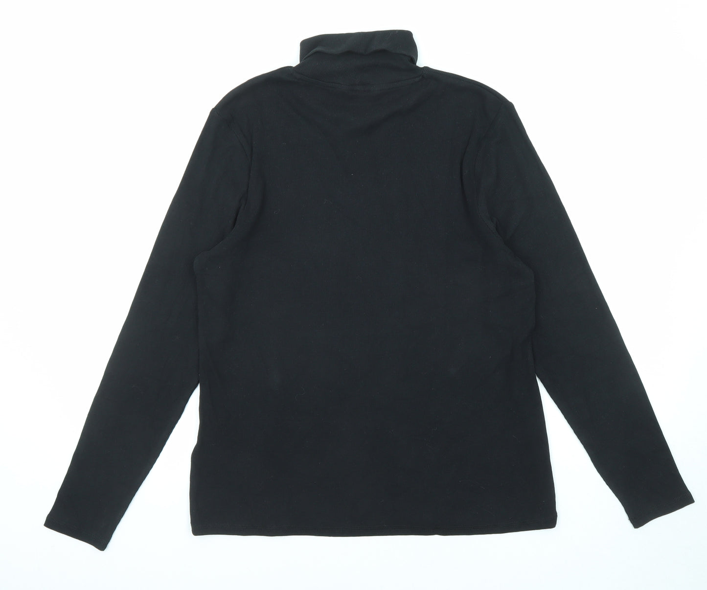Marks and Spencer Womens Black Roll Neck Cotton Pullover Jumper Size 16
