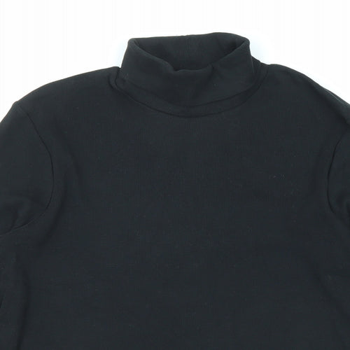 Marks and Spencer Womens Black Roll Neck Cotton Pullover Jumper Size 16