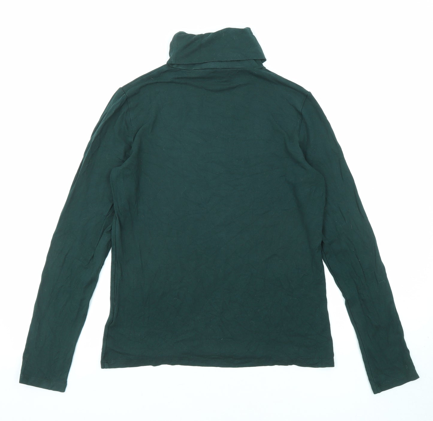 Hobbs Womens Green Viscose Basic T-Shirt Size M Roll Neck